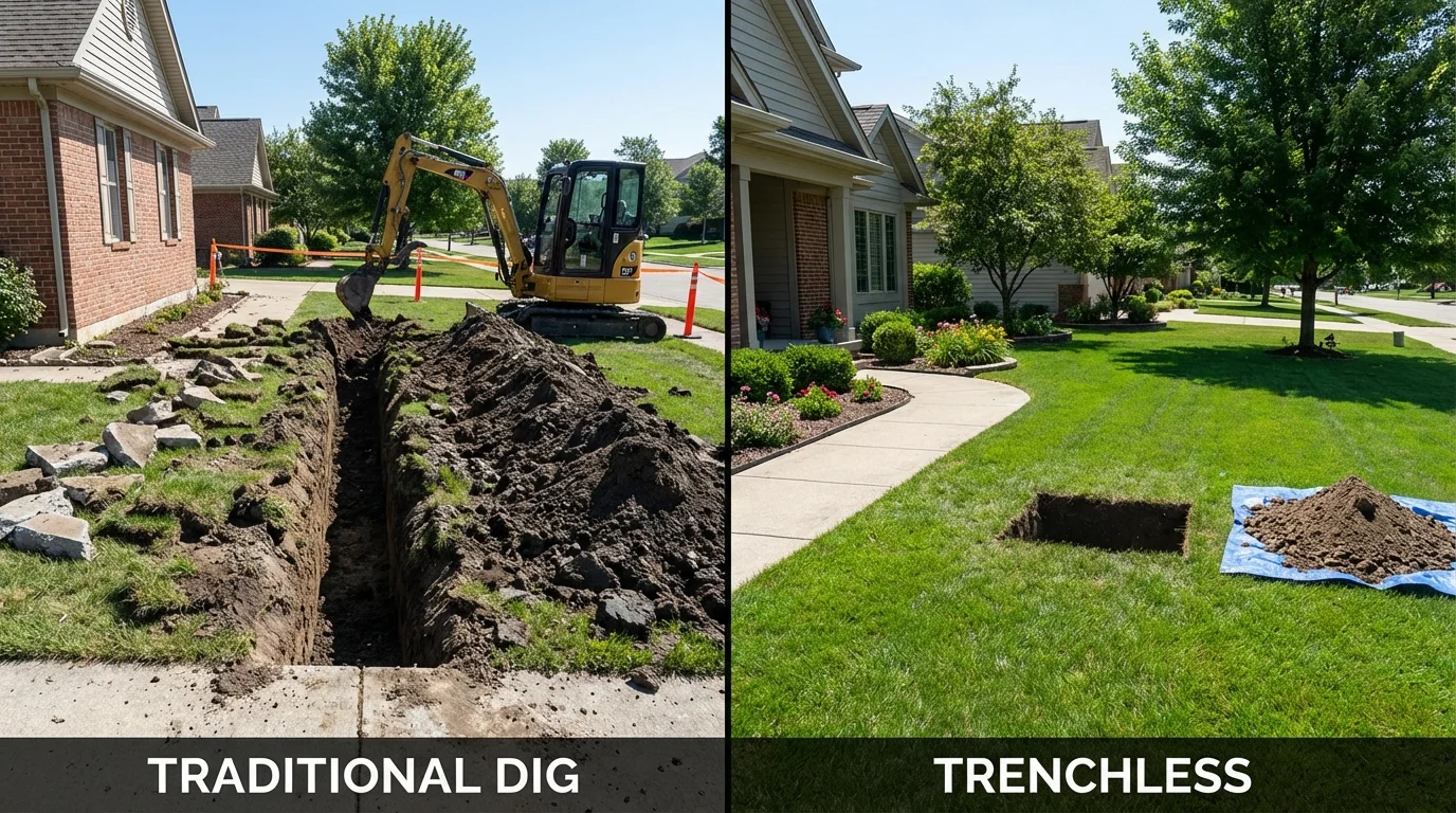 Trenchless sewer repair with minimal yard damage versus traditional excavation in Williams, AZ